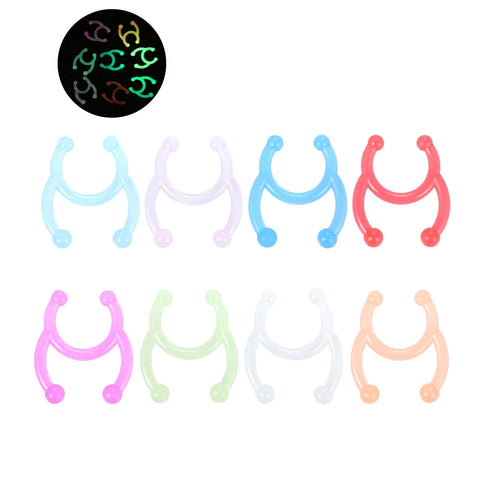 8Pcs/set Luminous Acrylic Fake Nose Ring Hoop Septum Ring Glow in the Dark Nose Piercing Fake Piercing Oreja Piercing Jewelry