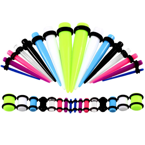 36Pcs/lot Acrylic Ear Plugs Stretching Taper Body Jewelry Wholesale Acrylic Ear Tapers Ear Expander Tunnel Stretch Mark for Ears
