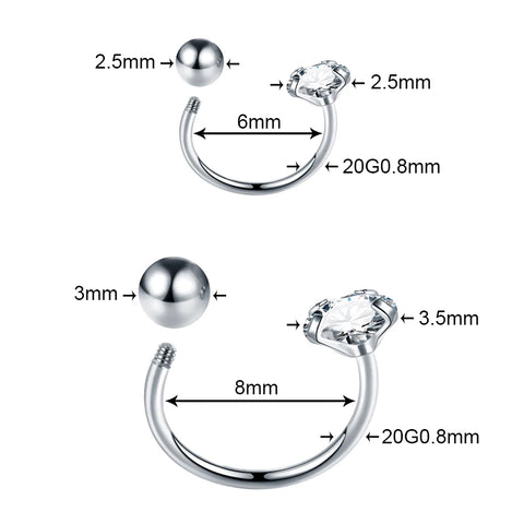 1Pc Stainless Steel Horseshoe Ring 20G Nose Ring Nose Piercing Helix Ear Piercing Women Men Septum Ring Body Piercing Jewelry