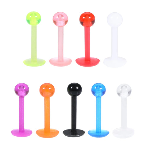 90Pcs/set Acrylic Lip Stud Piercing Labret Ring Bioflex Ear Cartilage Earring Bar Tragus Helix Retainer Flexible Body Jewelry