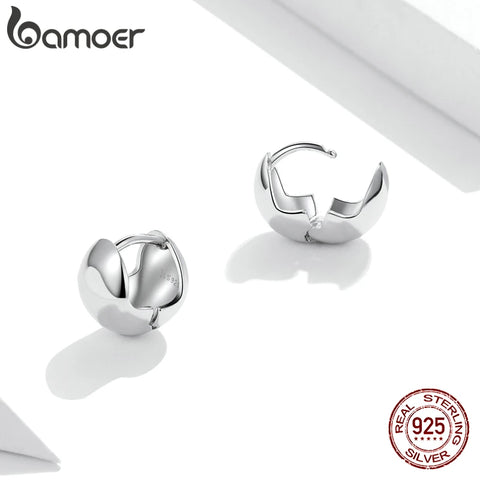 bamoer 10mm Simple Buckle Earrings 925 Sterling Silver Romantic  Mirror Polishing Earrings Gift for Women  Fine Jewelry SCE1119