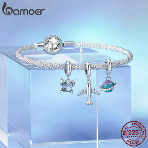 BAMOER Butterfly Charms for Bracelets, 925 Sterling Silver Mini Dangle Charms for Charm Bracelets and Necklaces Jewelry Gifts
