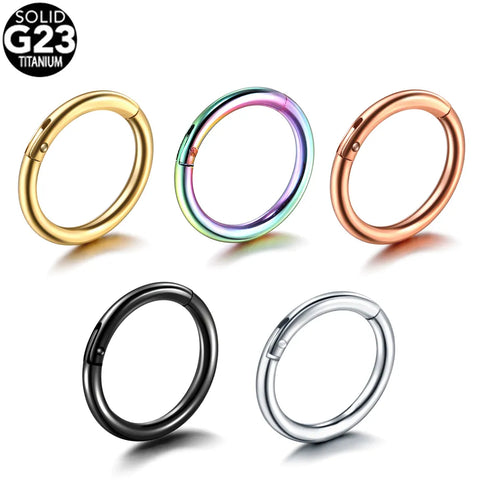 2Pcs/lot G23 Titanium Hinged Segment Nose Ring Hoop Lip Ear Nose Septum Clip Piercing Ear Cartilage Tragus Body Piercing Jewelry