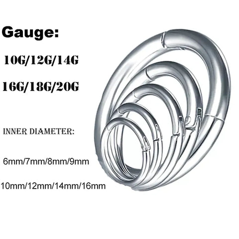 1Pc Steel Hinged Segment Nose Hoop Rings Septum Clicker Body Clips Ear Daith Hoop Earring Helix Piercing Body Jewelry 10G-20G