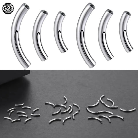 10Pcs/set G23 Titanium Internally Threaded Curved Bar Parts for Eyebrow Navel Ring Barbell Post Only Replacements Accessories