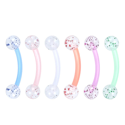 60Pcs/lot Acrylic Eyebrow Banana Piercing Ring Curved Barbell Lip Ring Snug Daith Helix Rook Earring Cartilage Tragus Jewelry