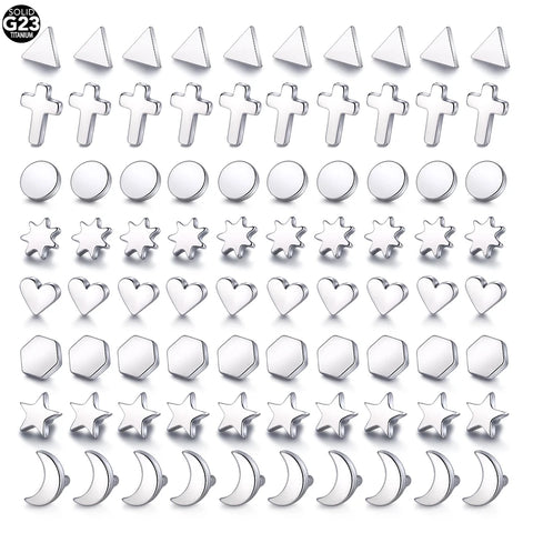 1Pc/10Pcs G23 Titanium Micro Dermal Anchor Top Moon Star Heart Triangle Dermal Anchor Skin Diver Implants Body Piercing Jewelry