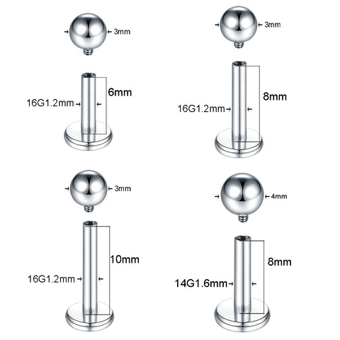 10Pcs G23 Titanium Labret Stud Lip Ring Piercing Internal & External Design Oreja Cartilage Earring Helix Piercing Body Jewelry