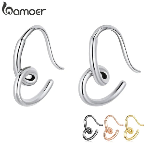 Bamoer Authentic 925 Sterling Silver Simple Heart Women Ear Studs Tiny New Model Silver Stud Earrings for Girl Fine Jewelry