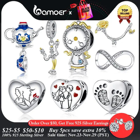 bamoer Genuine 925 Sterling Silver Magic Can Clock Pendant Charm fit Original Bracelet and Necklace Fine Jewelry BSC319
