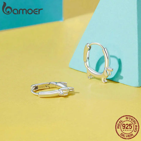 BAMOER Dachshund Hoop Earrings for Women 925 Sterli Sterling Silver Animal Huggie Hoop Earrings Jewelry Gifts for Sensitive Ears