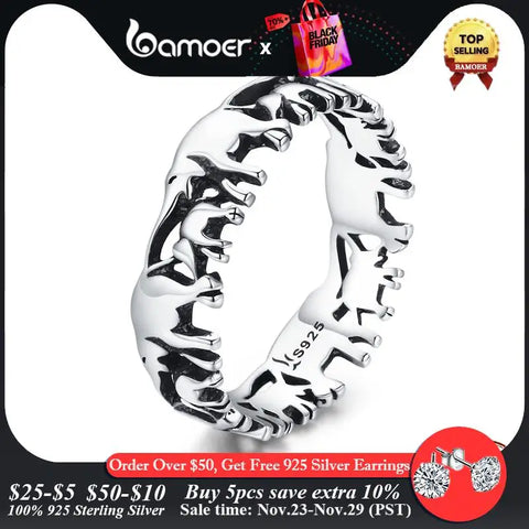 Bamoer 100% 925 Sterling Silver Stackable Animal Collection Elephant Family Finger Rings for Women Trendy Silver Jewelry SCR344