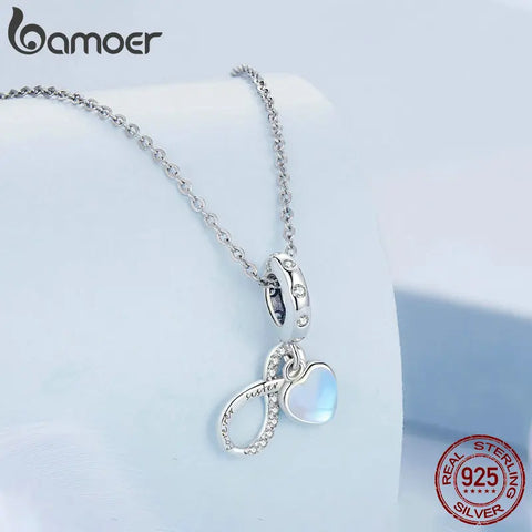 Bamoer 925 Sterling Silver Eternal Sisterhood Hanging Bead Forever Sister Pendant Charms for Women Bracelet Necklace DIY BSC705