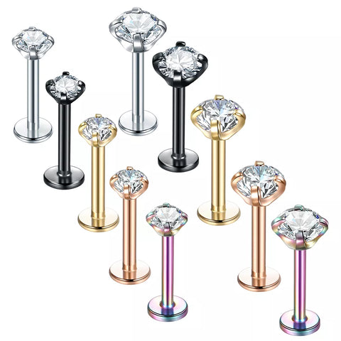 1Pc Surgical Steel Zircon Cartilage Tragus Piercing Earring Stud Crystal Labret Piercing Lip Ring Body Piercing Jewelry16G