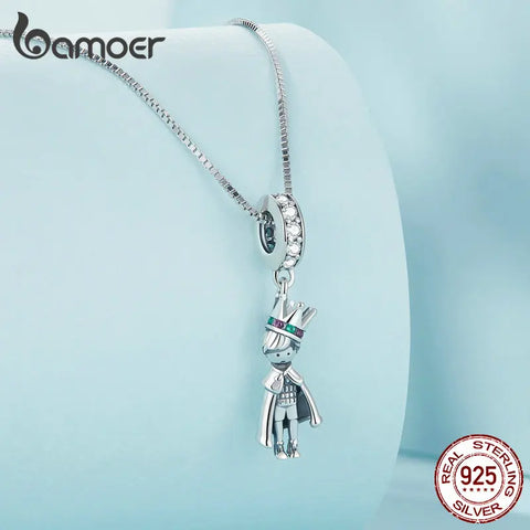 Bamoer 925 Sterling Silver Prince of the Sea Pendant Necklace Little Prince Neck Chain for Women Birthday Clear CZ fine Jewelry