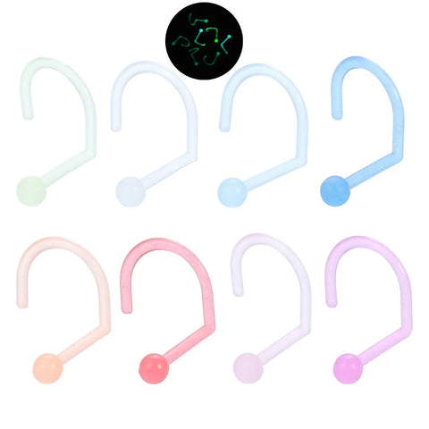 8Pcs/lot Acrylic Nose Ring Punk Style Nariz Lot Nostril Earring Body Jewelry for Men Women Nose Studs Body Piercing Jewelry