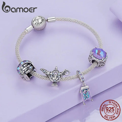 Bamoer 925 Sterling Silver Moonlight Castle Bead Magic Carpet Pendant Lamp Charm for Bracelet DIY Fine Jewelry Gift