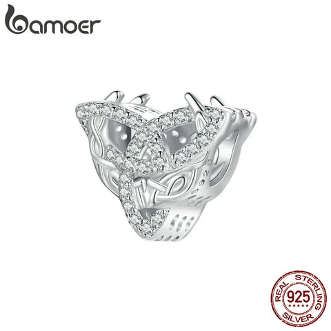 BAMOER Moon Charm 925 Sterling Silver Celtic Crescent Moon Goddess Pendant Irish Good Luck Beads Fit Original Charm Bracelet