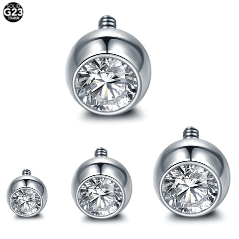 1Pc/10Pcs G23 Titanium Round Crystal Screw Balls Replacement Accessories Nose Labret Eyebrow Barbell Bar Piercing Body Jewelry