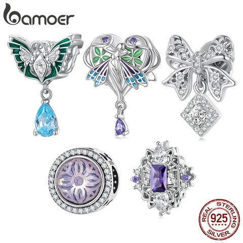 Bamoer 925 Sterling Silver Butterfly Charms Angel Pendant fit for DIY Making Bracelet & Bangle Fine Jewelry Glass Stone Beads