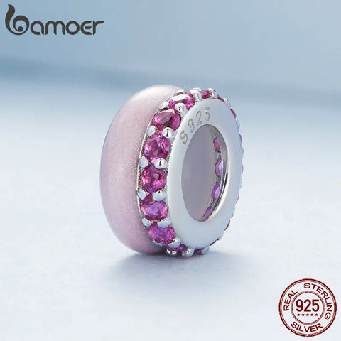 BAMOER Rainbow Series Beaded CZ Pendant 925 Sterling Silver Cat Claw Charm Fit Women's Bracelet Necklace Birthday Gift for Her