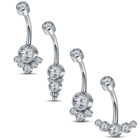 1Pc Stainless Steel Navel Belly Ring Internally Threaded Crystal Ball Belly Button Ring Sexy Women Body Piercing Jewelry 14G