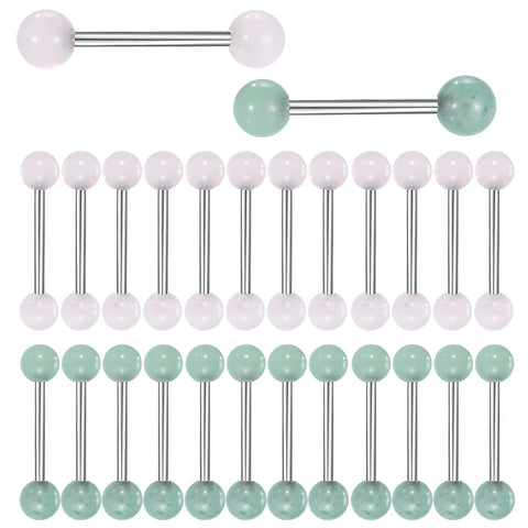 1Pc Stone Ball Tongue Piercing External Threaded Steel Industrial Barbell Ring 6mm Ball Nipple Bar Ear Tragus Body Piercing