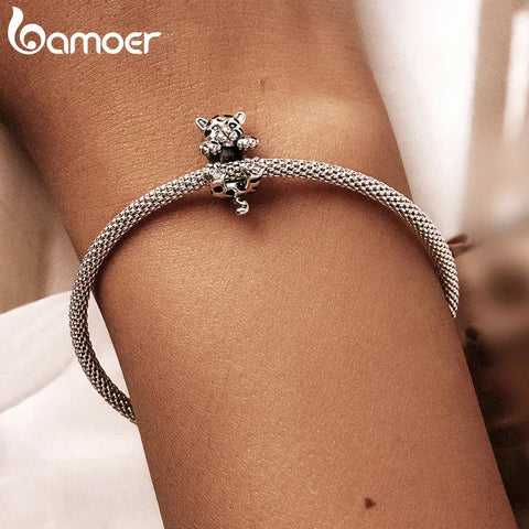 Bamoer 925 Sterling Silver Chinese Dragon Head Charms for Original Bracelet or Bangle Funny Lion Charm Women Statement Jewelry