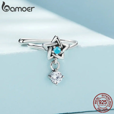 BAMOER Mono-Earring 925 Silver Clip DreamCatcher Hollow Evil Eye Turquoise Delicate Simple Hypoallergenic Ear Jewelry Gift