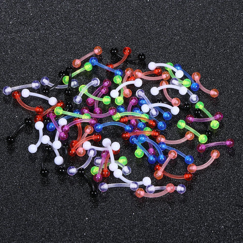 80Pcs/set Acrylic Eyebrow Banana Piercing Ring Curved Barbell Lip Ring Snug Daith Helix Rook Earring Cartilage Tragus Piercing