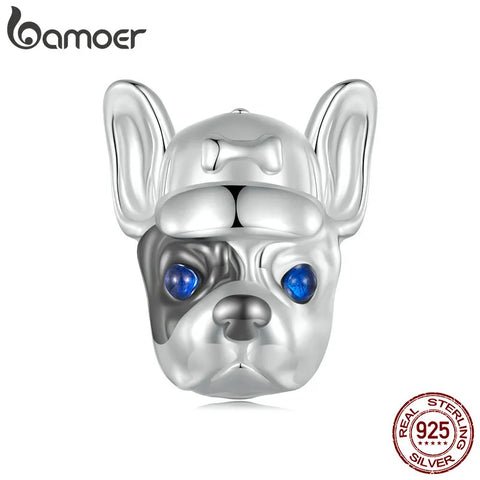 Bamoer 925 Sterling Silver French Dog Beads Cute Dog Charms for Women Girls Bracelet & Bangle DIY Fine Jewelry