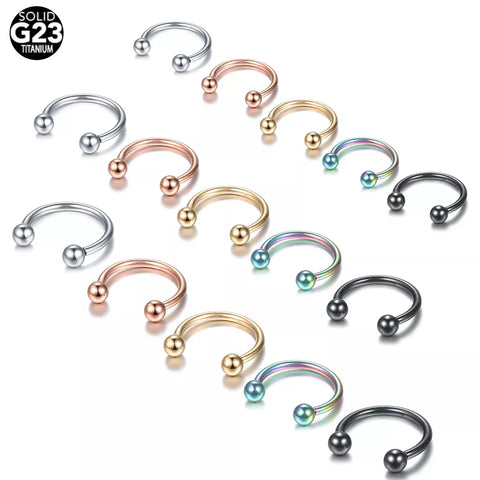 1Pc Titanium Circular Barbell Horseshoe Ring Nose Hoop Ear Cartilage Tragus Piercing Labret Ring For Unisex Body Jewelry 16G
