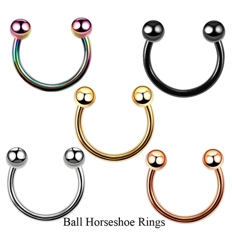 10Pcs G23 Titanium Cone Spike Horseshoe Nose Ring Externally Threaded Septum Lip Eyebrow Ring Helix Ear Piercing Body Jewelry