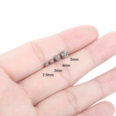 1Pc/10Pcs G23 Titanium Round Crystal Screw Balls Replacement Accessories Nose Labret Eyebrow Barbell Bar Piercing Body Jewelry
