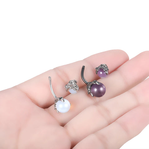 1Pc Surgical Steel Dragon Claws Belly Button Rings 14G Navel Piercing Crystal Natural Stone Navel Belly Ring Body Jewelry