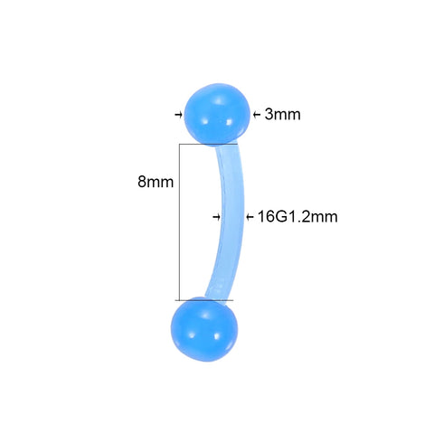 50Pcs/lot Acrylic Eyebrow Piercing Lot 16G Tongue Piercing Luminous Curved Barbells Eyebrow Ring Body Piercing Jewelry