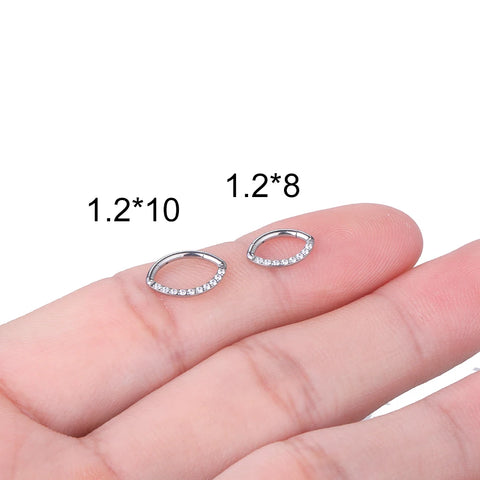 10Pcs G23 Titanium Nose Piercing Rings CZ Hinged Septum Clicker Ear Tragus Cartilage Helix Lip Earring Piercing Body Jewelry 16G