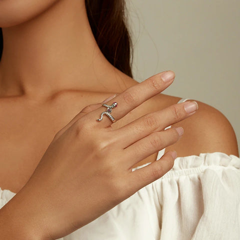 Bamoer 925 Sterling Silver Stackable Zircon Finger Ring Hollow Heart Ring for Women Fine Jewelry Birthday Gift