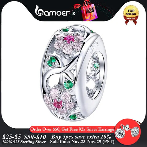 Bamoer 925 Silver Charm Collection 925 Sterling Silver Dazzling CZ Beads fit Bracelets & Bangles Fine Jewelry BSC039