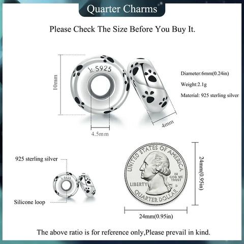 BAMOER 925 Sterling Silver Stoppers Charm fit European Luxury Bracelet for Women Charms with Silicone Beads BSC112