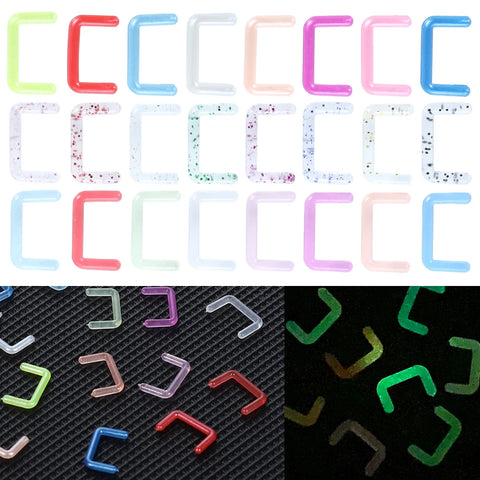 8Pcs/lot Acrylic Luminous U Shaped Nose Stud Punk Style Open Septum Nose Ring Industrial Helix Tragus Ring Body Piercing Jewelry