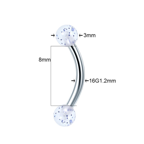 80Pcs/lot Acrylic Ball Helix Goth Eyebrow Rings Eyebrow Nipple Piercing Cartilage Earrings Stud Body Piercing Jewelry For Women