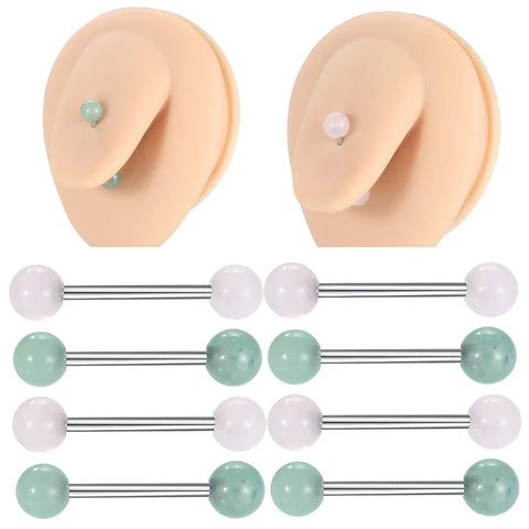 1Pc Stone Ball Tongue Piercing External Threaded Steel Industrial Barbell Ring 6mm Ball Nipple Bar Ear Tragus Body Piercing