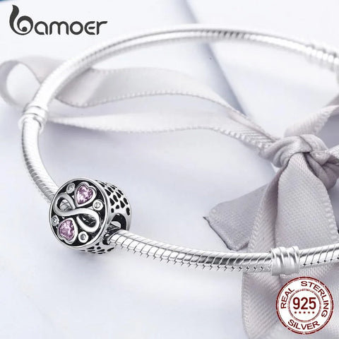 bamoer Love 925 Sterling Silver Charm Only You Love Charm Heart Shape Metal Bead for Bracelet Women DIY Fashion Jewelry BSC497
