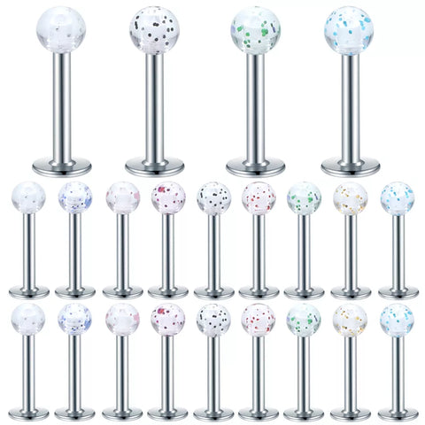 90Pcs/lot Acrylic 3mm Ball Monroe Lip Stud Ring Tragus Helix Conch Cartilage Earring Piercing Body Jewelry For Women Men