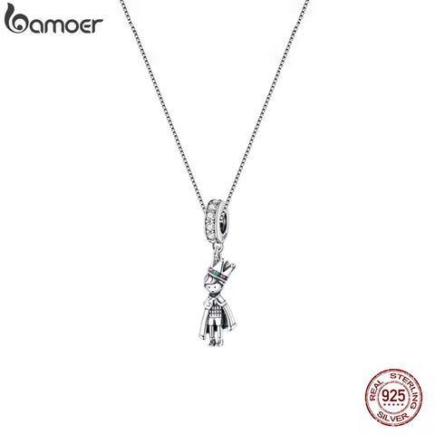 Bamoer 925 Sterling Silver Prince of the Sea Pendant Necklace Little Prince Neck Chain for Women Birthday Clear CZ fine Jewelry