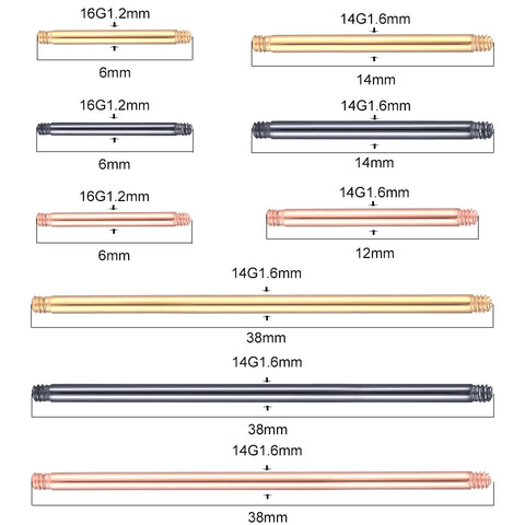 100Pcs/lot Steel Straight Barbell Piercing Ear Tongue Ring Industrial Barbell Replacement Accessories Bar Language Body Jewelry