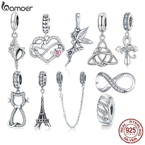 Bamoer 925 Sterling Silver Conch Pendant fit for DIY Making Bracelet & Bangle Summer Beach Series Silver Charms Fine Jewelry