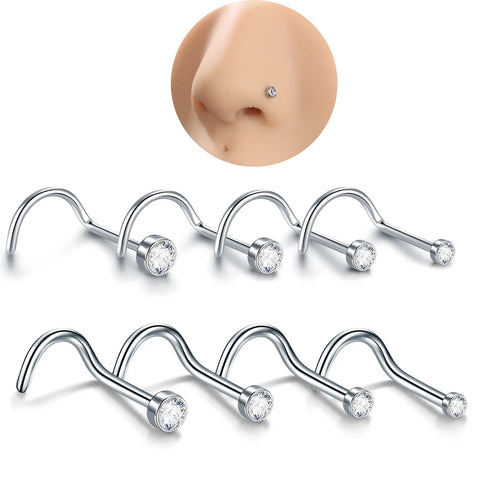 1Pc Stainless Steel Nose Stud Nose Piercing Nose Ring Nariz Bone Studs Screws for Man Women Nostril Body Piercing Jewelry 20G