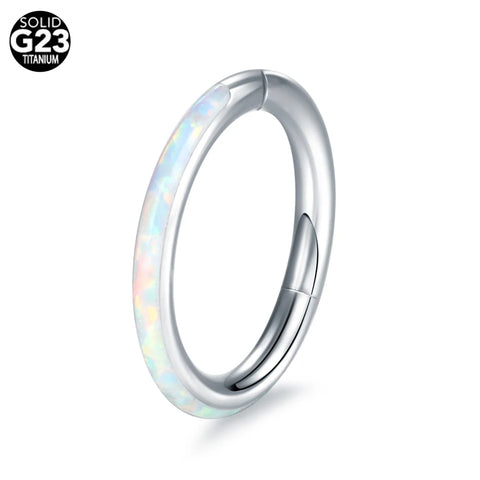10Pcs G23 Titanium Hinged Segment Nose Ring Opal Stone Ear Cartilage Tragus Daith Rook Helix Earring Piercinng Nariz Septum Ring